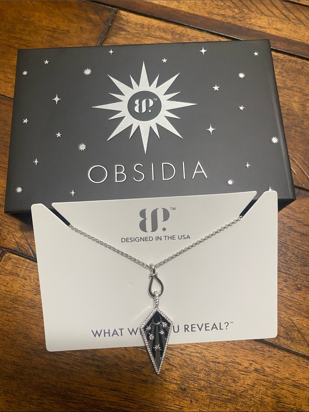 Bomb Party Obsidia Necklace - Onyx Sandstone - Rhodium - Power Move Pendant